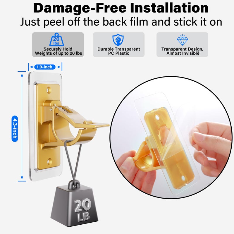 Antimbee 6 Pack Self Adhesive Rod Brackets  No Drill Needed Curtain Rod Holders  Nail Free Stick on Curtain Rod Hooks  Curtain Hangers for Bathroom  Bedroom  Livingroom  Hold up to 20lbs on Smooth Surface - Image 4